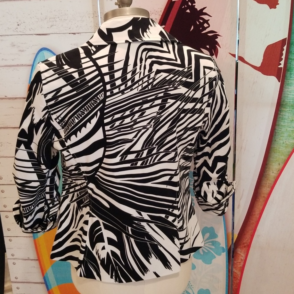 Leslie Stuart Tropical Palm Leaf Blazer Jacket - Picture 3 of 8